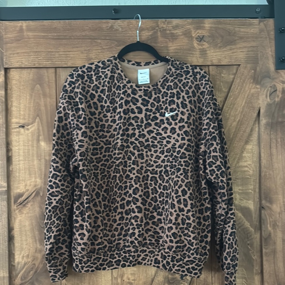 Nike Brown Leopard Print Crewneck